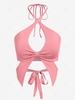 ZAFUL Halter Cutout Backless Bowknot Crop Top L Light pink