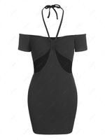 ZAFUL Halter Cutout Knotted Slinky Dress L Black