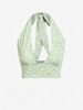 ZAFUL Halter Ditsy Floral Smocked Open Back Crop Top M Light green