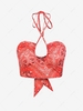ZAFUL Halter Ethnic Print Bowknot Tie Cinched Crop Top M Red