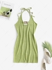 ZAFUL Halter Jersey Backless Square Ring Dress L Light green
