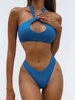 ZAFUL Halter Keyhole High Leg Bikini Swimwear L Blue