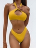 ZAFUL Halter Keyhole High Leg Bikini Swimwear L Yellow
