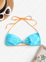 ZAFUL Halter Knotted Convertible Padded Bikini Bra L Light blue