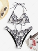 ZAFUL Halter Leopard Ribbed Reversible Bikini Swimwear L Light pink