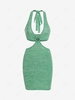 ZAFUL Halter Neck Cut Out Mini Dress L Deep green
