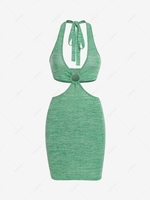 ZAFUL Halter Neck Cut Out Mini Dress L Deep green