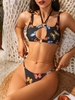 ZAFUL Halter O-ring Butterfly Cheeky Tanga Bikini Swimwear L Black