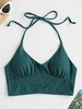 ZAFUL Halter Ribbed Bikini Top M Peacock blue