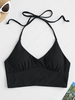 ZAFUL Halter Ribbed Bikini Top S Black