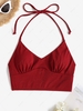 ZAFUL Halter Ribbed Bikini Top S Firebrick