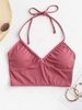 ZAFUL Halter Ribbed Cropped Bikini Top L Light pink