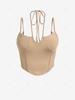 ZAFUL Halter Ribbed Strappy Bustier Cami Top S Light coffee