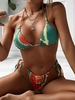ZAFUL Halter Ribbed Tie Dye String Tanga Bikini Swimwear M
