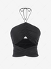 ZAFUL Halter Ruched Cross Front Crop Top L Black
