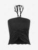 ZAFUL Halter Ruched Open Back Tank Top L Black