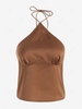 ZAFUL Halter Satin Backless Ruched Top Xl Coffee