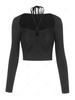 ZAFUL Halter Solid Criss Cross Cut Out Back Tee M Black