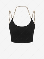 ZAFUL Halter Strappy Metal Chains Crop Top L Black