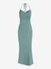 ZAFUL Halter Strappy Open Back Mermaid Dress M Green