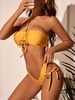 ZAFUL Halter Tie Cinched High Cut Bikini Swimwear M Deep yellow
