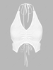 ZAFUL Halter Tie Cutout Backless Crop Top S White