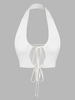 ZAFUL Halter Tie Front Crop Tank Top M White