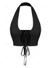 ZAFUL Halter Tie Front Crop Tank Top Xl Black