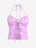 ZAFUL Halter Tie Front Cut Out Bustier Tank Top M Light purple