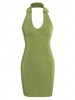 ZAFUL Halter Turn Down Collar Bodycon Dress L Light green
