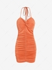 ZAFUL Halter Twist Ruched Bodycon Dress Xl Orange