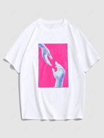 ZAFUL Hands Print Casual Graphic T-shirt 2xl White