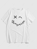 ZAFUL Happy Surprise Short Sleeve Basic T-shirt Xl White