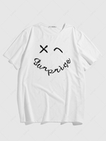 ZAFUL Happy Surprise Short Sleeve Basic T-shirt Xl White