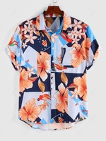 ZAFUL Hawaiian Flower Print Summer Button Up Beach Shirt Xxl