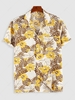 ZAFUL Hawaiian Tropical Leaves Flower Print Summer Vacation Shirt Xxl Deep yellow