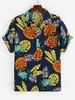 ZAFUL Hawaiian Tropical Summer Leaves Print Short Sleeve Pocket Shirt Xxl Deep blue