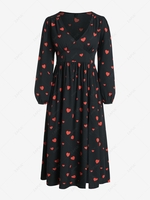 ZAFUL Heart Empire Waist Lantern Sleeve Plus Size Maxi Dress