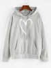 ZAFUL Heart Graphic Kangaroo Pocket Drop Shoulder Hoodie Xl Light gray