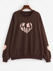 ZAFUL Heart IN MY MOODS Graphic Pullover Sweatshirt Xl Deep coffee