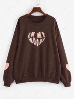 ZAFUL Heart IN MY MOODS Graphic Pullover Sweatshirt Xl Deep coffee