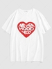 ZAFUL Heart Slogan Graphic Short Sleeve T-shirt S White