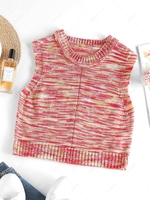 ZAFUL Heather Knit Openwork Crop Tank Top L Red