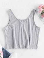 ZAFUL Heather V Neck Crop Tank Top M Ash gray