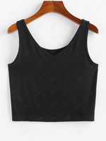 ZAFUL Heather V Neck Crop Tank Top S Black