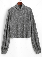 ZAFUL Heathered High Neck Knitwear Xl Gray