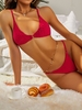 ZAFUL High Cut Honeycomb Textured O-ring Bikini Swimwear S Red