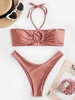 ZAFUL High Cut Multi-way Cinched Bikini Swimwear M Light pink