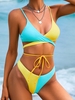 ZAFUL High Cut Neon Two Tone Wrap Bikini Swimwear S Light blue