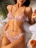 ZAFUL High Cut Ribbed Animal Print Cheeky Bikini Swimwear S Coffee